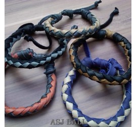4color hemp bracelet genuine cow leather handmade